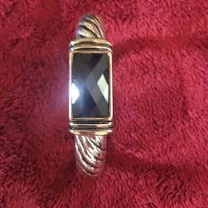 Stunning silver, black, and gold hinged bracelet